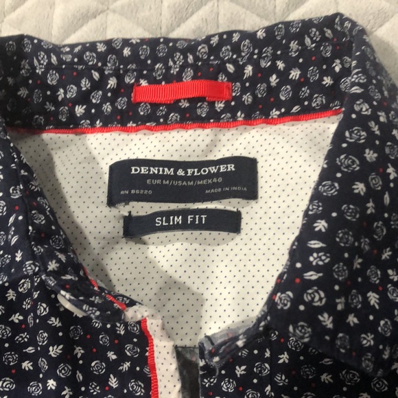 Denim & Flower Button Down Shirt - Picture 4 of 9